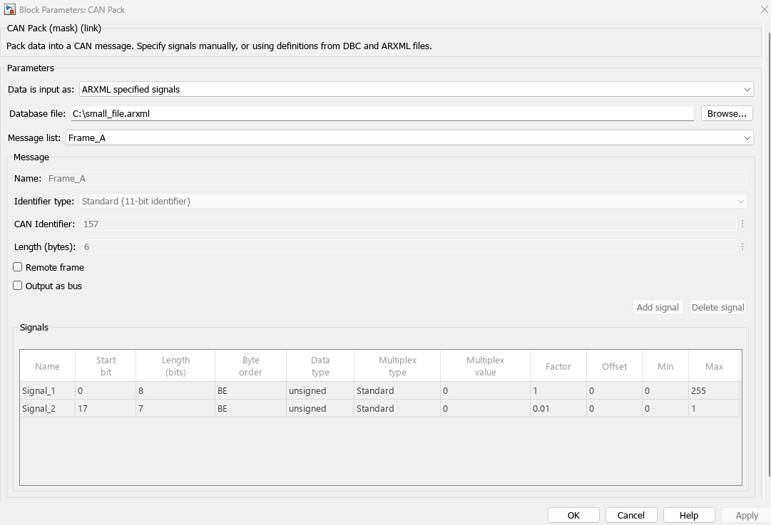 ARXML file Matlab