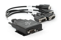 The optional DB25-to-4x-DB9 adapter cable enables plug & play connection of the secondary isolated CAN buses using our standard DB9 adapter cables